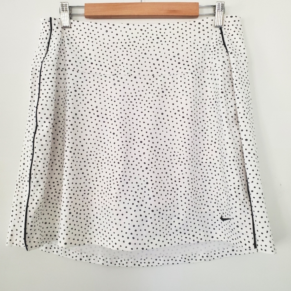 NIKE Sz L Dri Fit Victory 17" White Golf Skort Skirt DA3264-100 UPF 50 Athletic